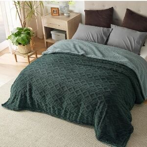 Bedsure Gentlesoft Sherpa Queen Size Blanket  Bed - Fleece Fluffy & Cozy Cable